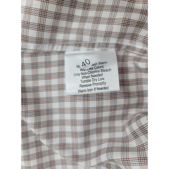 NWOT JOS A. BANK Reserve Mens Dress Shirt Tailored Fit No Iron Brown Plaid 17 35 - Picture 4 of 4